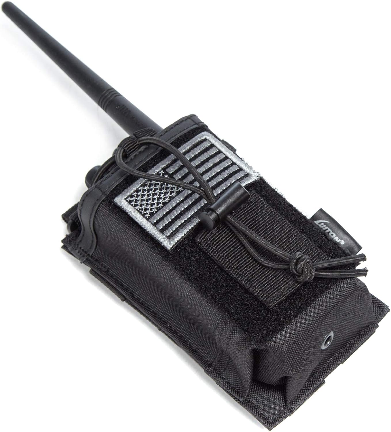 Tactical Radio Holder Radio Case Molle Radio Holster Military Heavy Duty Radios Pouch Bag for Two Ways Walkie Talkies Adjustable Storage with 1 Pack Patch
