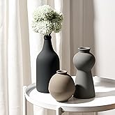 Ceramic Vase Set of 3, Nordic Minimalist Multicolor Vases Home Decor, Rustic Farmhouse Decor Pottery Vases for Bouquet Pampas Grass Dried Fresh Flowers, Living Room, Kitchen, Bedroom, Entryway Mantel