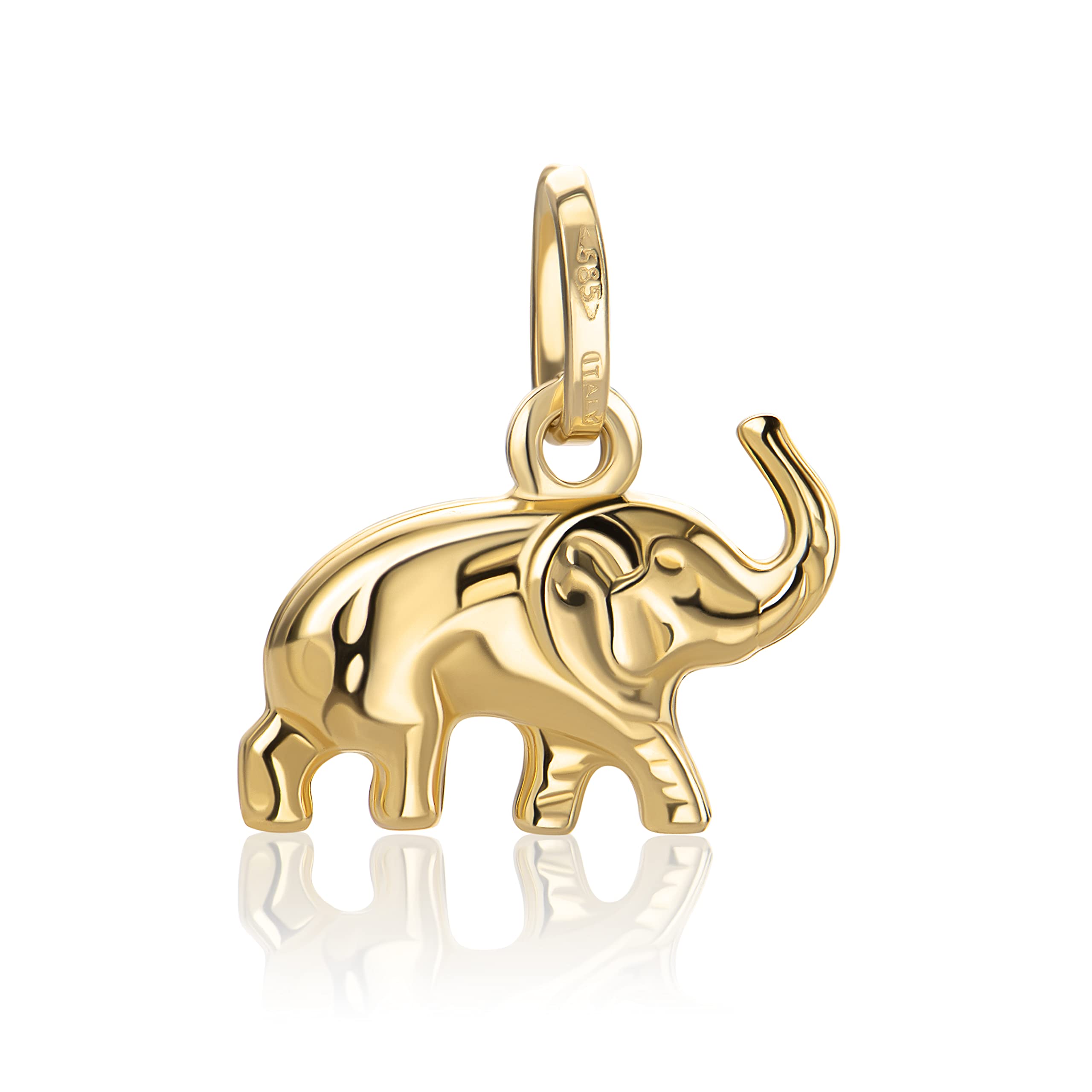 PRINS JEWELS Small Elephant Charm Pendant 14 Carat 585 Yellow Gold