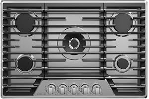 Empava 30 Inch Built-in Gas Cooktop with 5 Sealed SABAF Burners, Stainless Steel Surface, Ion Ignition Technology, LPG/NG Convertible, Dishwasher Safe Grates