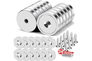 MIKEDE 12Pack Cup Magnets, 70Lbs+ Force Heavy Duty Round Base Cup Magnets with Countersunk Hole, Powerful Industrial Rare Ear