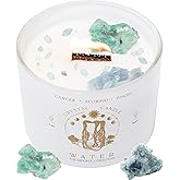 Pisces, Cancer, Scorpio Gifts for Women - 12oz Wood Wick Candles That Crackle with Crystals and Healing Stones. Healing Crystal Candles for Women Home Scented. Soy Wax, for Zodiac Birthdate