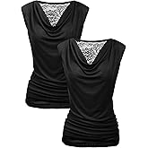 Zeagoo Womens Tank Tops 2 Pack Trendy Going Out Tops Sleeveless Shirts Ruched Business Casual Basic Tunic Tops Outfits