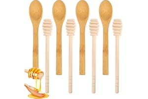 NINSULA 8PCS Wooden Honey Dipper Set, 6.2 Inch Honey Dipper Sticks Honey Spoon, Mini Honeycomb Stick for Evenly Drizzling Honey Over Food and Wedding Party Gift