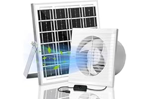 blessny Solar Powered Exhaust Fan, 10W Solar Panel + 6" Ventilation Vent Fan for Outside Greenhouse, Chicken Coop, Shed, Pet House