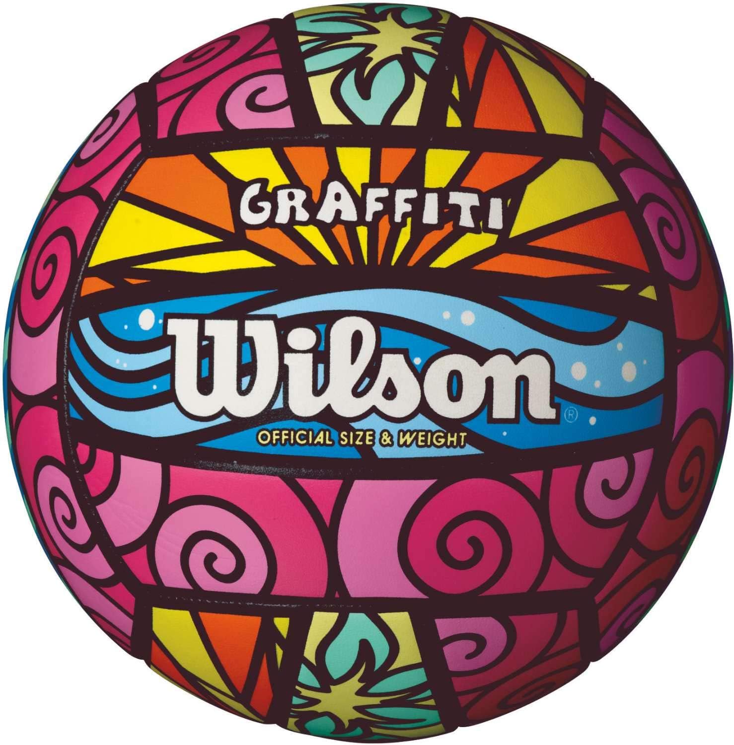Wilson Graffiti Volleyball- Pink/Blue/Yellow : Sports & Outdoors