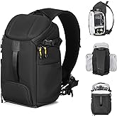 TARION Camera Sling Bag - DSLR Sling Pack Drone Camera Slingpack Backpack with Waterproof Rain Cover Crossbody Camera Bag Backpack Photography Slingpack for Hiking Travel Photography Black HX-S