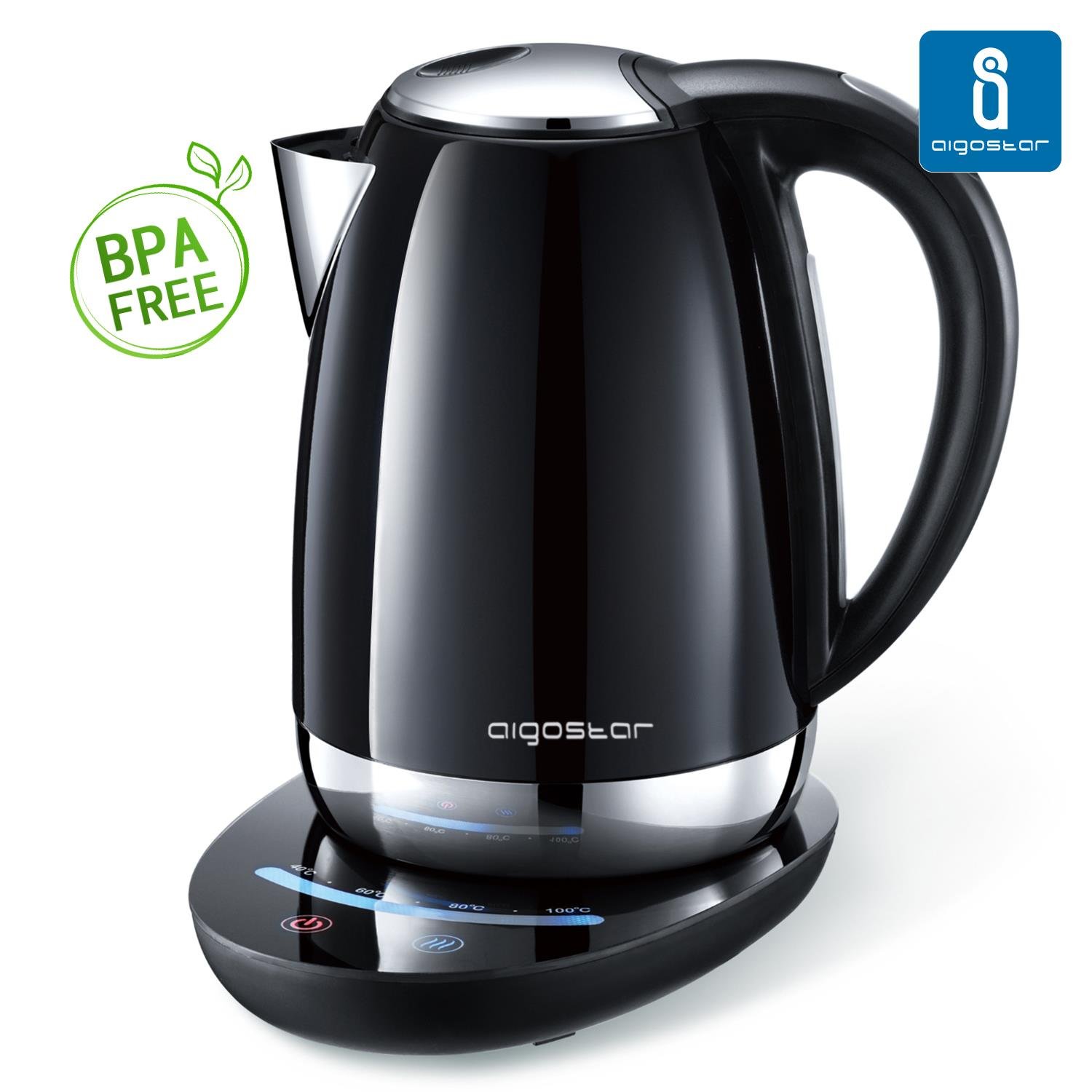 Aigostar Black Pearl IMV – Hervidor de agua modelo Premium con niveles