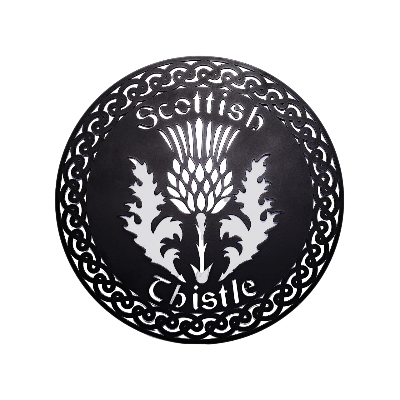 Exclusively Irish Thistle Irish Round-Shaped Celtic Wall Hang Housewarming Decoration (Black Matt)