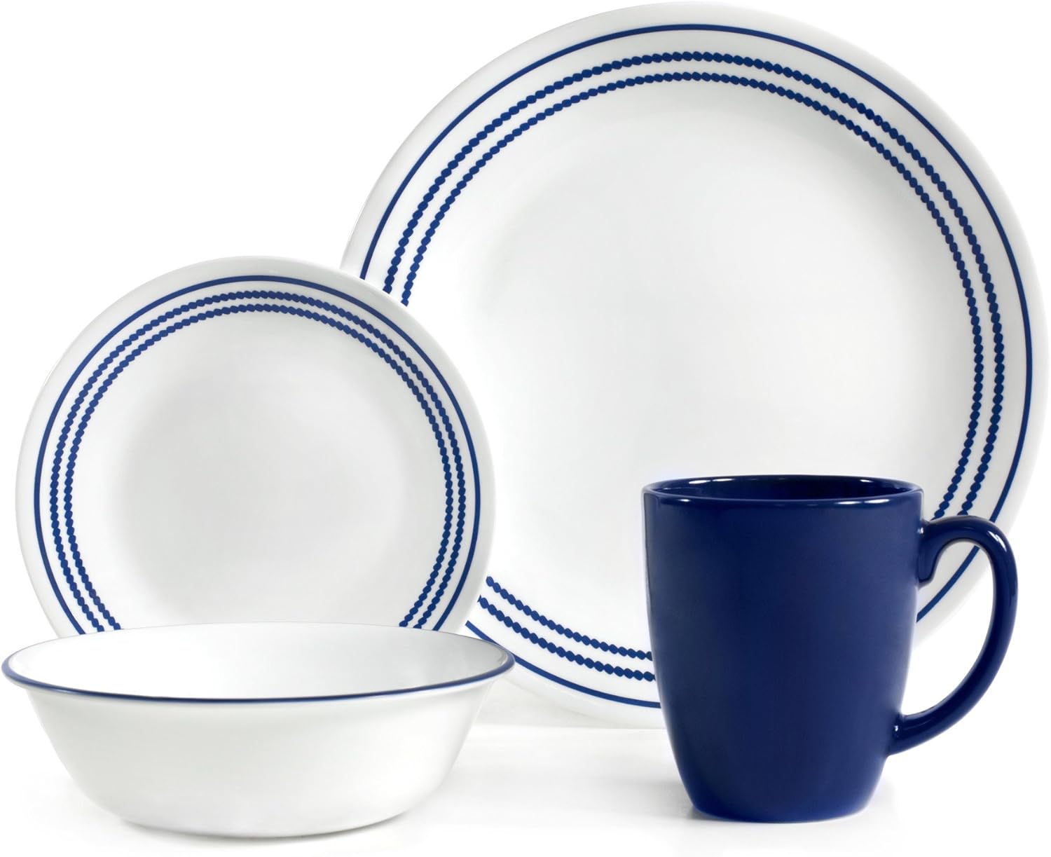 Corelle Jett Blue Chip & Break resistant 16pc Dinner Set, Service for 4, 16-piece