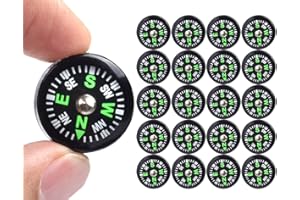 ZOLOAJAY 20 Pack Button Compass Mini Pocket Oil Filled Compass for Kids Hiking Survival Watch Band Paracord Camping Outdoor Activities Accessory Size Dia. 20mm
