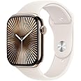 Apple Watch Series 10 [GPS + Cellular, 46mm] - Gold Titanium Case with Starlight Sport Band, S/M (Renewed)