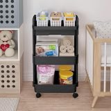 DUOJIN 3 Tier Rolling Utility Cart with Lockable Wheels & Mesh Baskets view 6