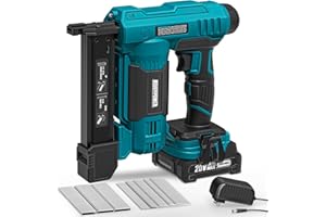 ALLOYPOWER 18 Gauge Nail Gun Battery Powered, 2 in 1 Cordless Brad Nailer/Electric Stapler with 2.0Ah Battery and Charger,100