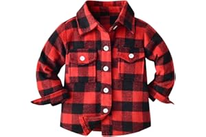 Baby Boys' and Toddler Long Sleeve Plaid Flannel Button Down Shirt for Boys Kids Jacket Shirt Toddler Tshirt Shacket