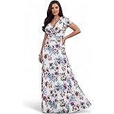 KOH KOH Womens 2026 Long Cap Sleeves Floral Print V-Neck Summer Sundress Maxi Dress