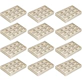 LECEHIVO 12 Pcs Small Velvet Jewelry Trays 8.3 x 4.7 x 1 inch 12 Grids Stackable Storage Trays Drawers Organizer for Ring Earring (Beige)