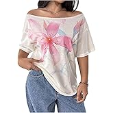 Floerns Women's Plus Size Floral Off The Shoulder Tops Summer Vacation Casual T Shirts