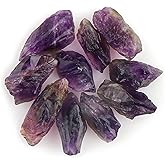 CRYSTALINES (10pcs) Natural Raw Chevron Amethyst Gemstones, Wholesale Polished Rough Stones, DIY Craft Jewelry Making, Loose Supplies, Healing Crystals, February Birthstone, Gem Collection