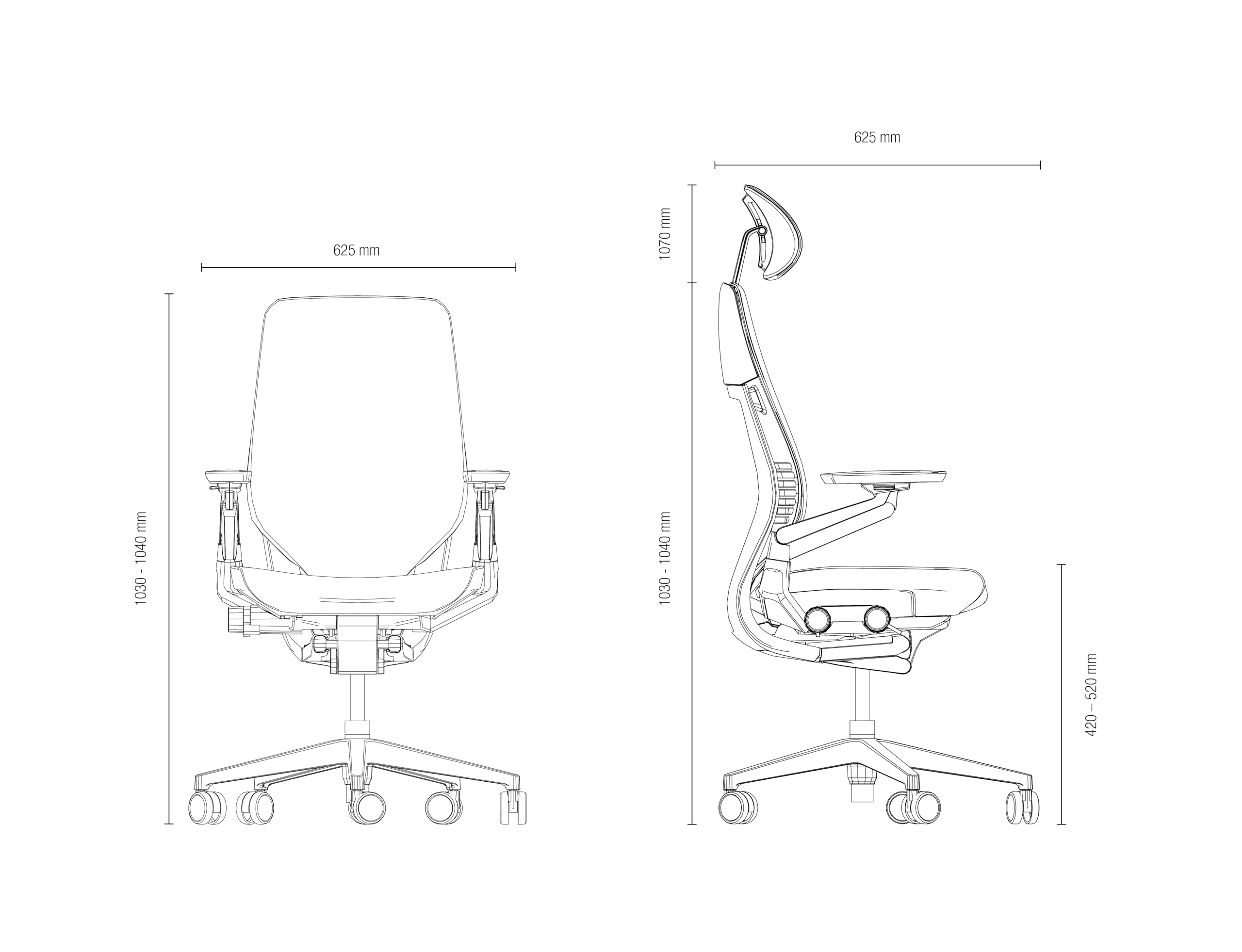 Steelcase Gesture Ergonomischer Bürostuhl mit 360° Armlehnen, 3D-Live Back Lumbalstütze, anpassbarer Kopfstütze Trüffel, 66 x 62.5 x 107 3