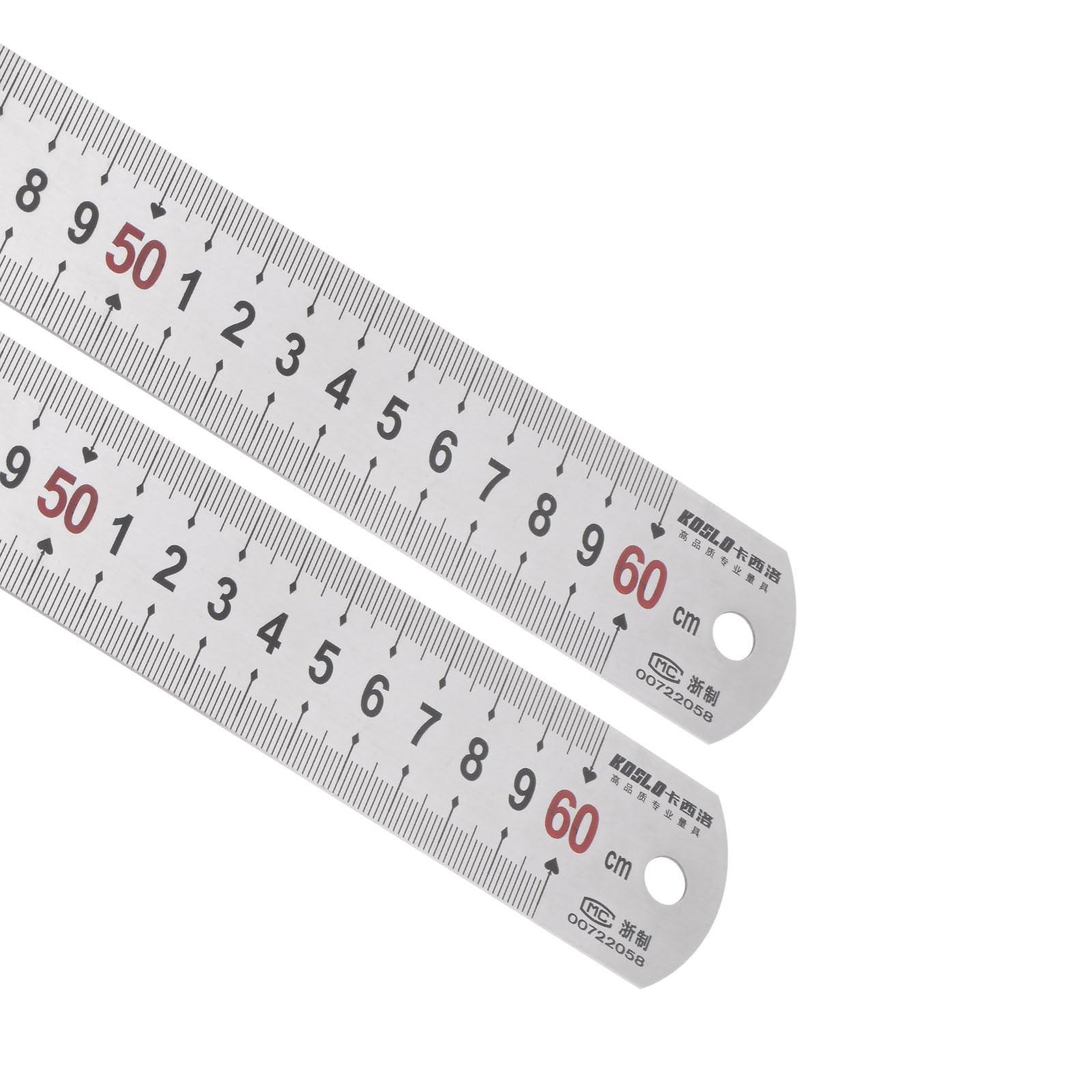 Kozelo 2pcs Stainless Steel Ruler - [60cm/24 Inch x 1.5 Inch] Double Reading Straight Edge Metal Measuring Tools for Architectural Design Use