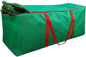 BRUWAA Christmas Tree Storage Bag, Stores 7.5ft Artificial Christmas Tree with Carry Handles and Dual Zipper, Protects Against Dust Insects, Durable Material, 48x14.5x20 Inches - Green