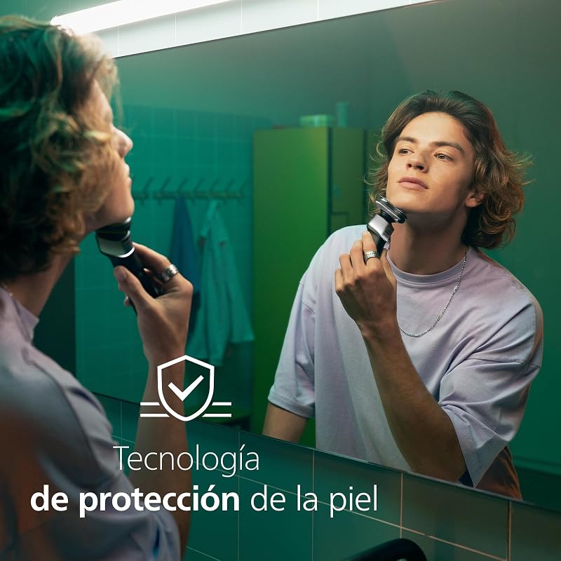 Serie X5000 Afeitadora Eléctrica Hombre, Máquina de Afeitar Barba, 27 cuchillas, Cuida la piel, Cabezal flexible 360º, 50min de uso, En Seco y Húmedo, Recargable, X5004/00, Plata