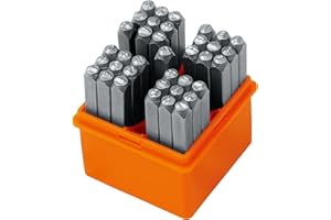 HORUSDY 37-Piece Number and Letter Stamp Set 1/8 (3mm) (A-Z & 0-9 + Love) Punch Perfect for Imprinting Metal Stamping kit, Plastic, Wood, Leather.
