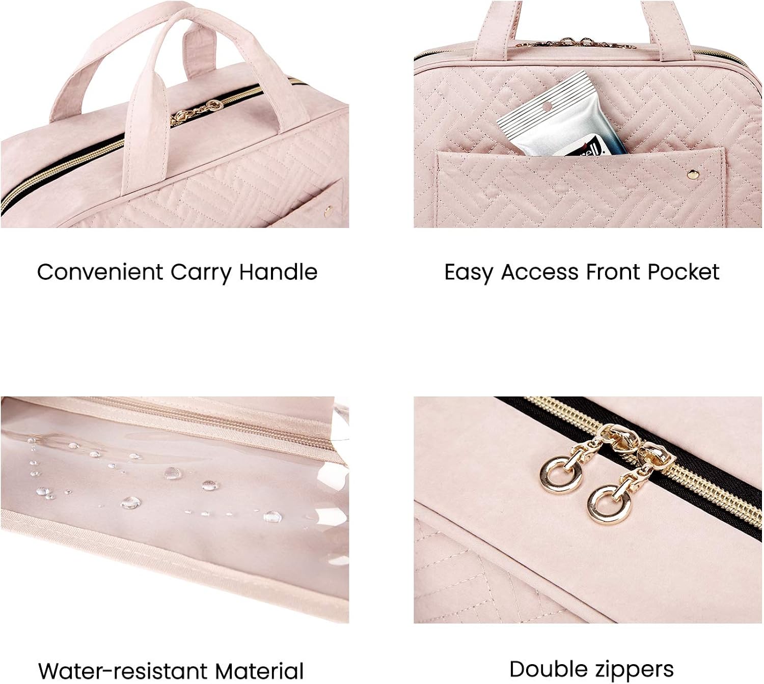BAGSMART Toiletry Bag Travel Bag with Hanging Hook, Water-resistant Makeup Cosmetic Bag Travel Organizer for Accessories, Shampoo, Full Sized Container, Toiletries: Clothing