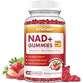 CNCHEF NAD+ Gummies, 1200mg Liposomal NAD Supplement for Women & Men with Trans-Resveratrol & Black Pepper Extract Anti-Aging Supplement, Brain & Cellular Mitochondrial Health - 60 Gummies Strawberry