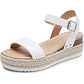 DREAM PAIRS Women's Platform Espadrilles Wedge Sandals, Comfortable Open Toe One Band Sandals for Women Dressy Casual Summer