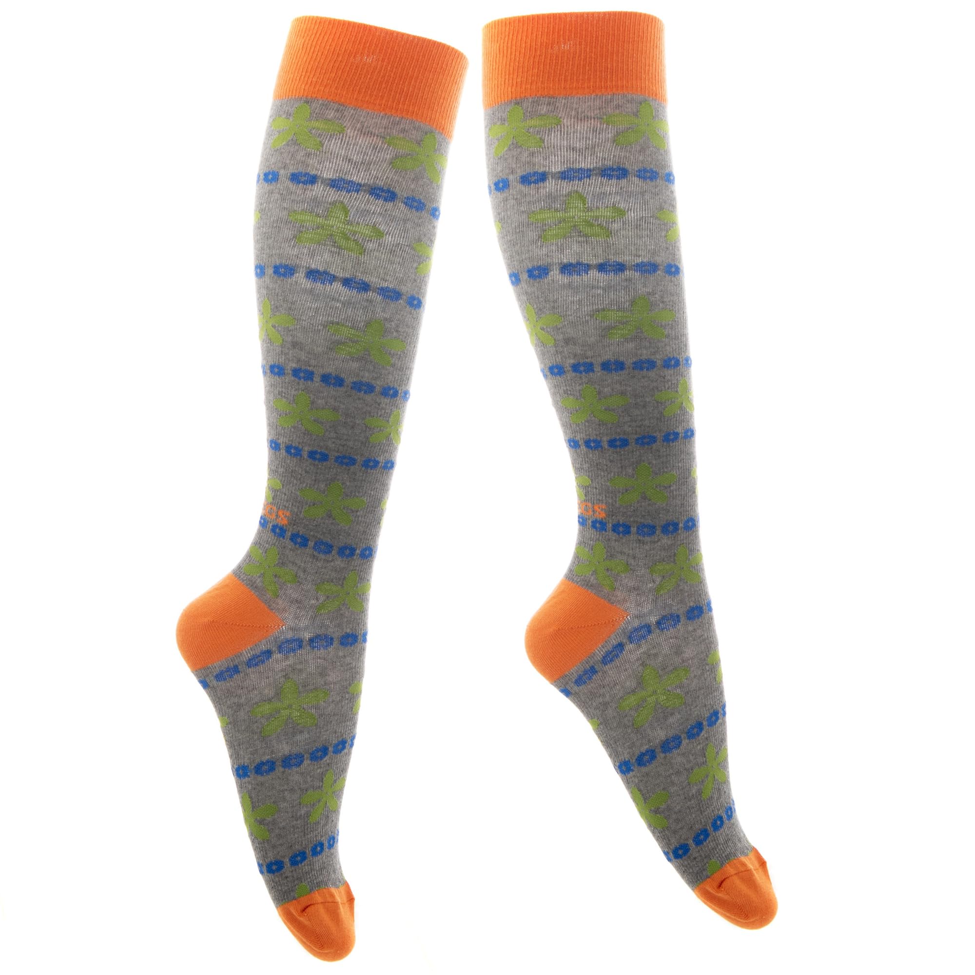 FitLegs - Life Compression Socks - 14-17mmHg for Work, Travel, & Pregnancy DVT Prevention - Unisex, Medium, Orange/Grey