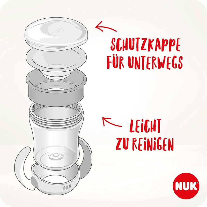 Mini Magic Cup Night Trinklernbecher | 6+ Monate | 160 ml | 360°-Auslaufschutz-Rand zum Trinken von jeder Seite | Leuchtet im Dunkeln | Griffe für einfaches Halten | Löwe (blau) | 2 Stück