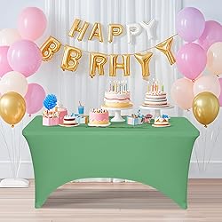 2 Pack 6 Feet Emerald Green Spandex Tablecloth for