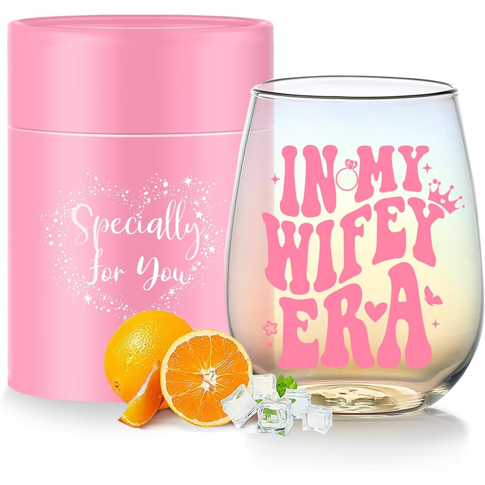 Yalucky Bride to Be Gifts Cool Bridal Shower Wedding Engagement Gifts for Her Classy Bachelorette Gift for Brides Best Friend Sister Colleagues Iridescent Wine Glasses 16oz Wifey Cup Honeymoon Gift