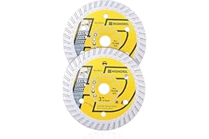 HIGHDRIL Diamond Saw Blade,2pcs 3In/75mm x Arbor 3/8Inch/10mm Turbo Blade for Cutting Porcelain,Ceramic Tile,Brick,Granite an