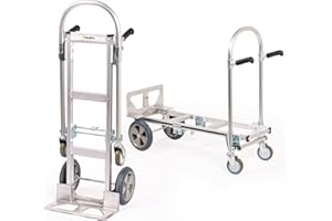 HaulPro Junior Heavy Duty Convertible Hand Truck with Double Grip Handles-Aluminum Dolly Cart for Moving- 1,000 LB Capacity-Converts from Hand Truck to Platform Push Cart-52 Lx41 Wx44 H (Assembled)