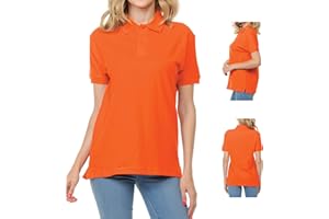 FRESH TEE Women's Adult Unisex 100% Cotton Classic Fit Polo Shirt Short Sleeve for Daily Work School Uniform