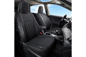 GIANT PANDA Pu Leather Car Seat Covers Full Set Custom Fit for Toyota RAV4 LE 2013 2014 2015 2016 2017 2018 (NOT for Hybrid Version) - (Black)
