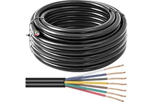 Tujoe 7 Way Trailer Wire 14/7 Heavy Duty 50FT 100% Pure Copper 7 Wire Trailer Cable Extension Cord Insulated Cable for Rv Tow Hitch Caravan Automotive