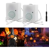 2 Pack Halloween Sound Effects Box with LED, Battery Powered Horror Screaming Tricky Scary Sound Player, Voice-Activated Witch &amp; Ghost Sound Effects for Pumpkin Inflatables Eyeballs Ghost