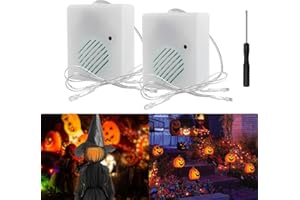 CCBASEBALL 2 Pack Halloween Sound Effects Box with LED, Battery Powered Horror Screaming Tricky Scary Sound Player, Voice-Activated Witch & Ghost Sound Effects for Pumpkin Inflatables Eyeballs Ghost
