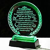 Cool Birthday Gifts for Brother Crystal Keepsake Presents with LED Light Base for Table Home Decor Adult Brother's Graduation Wedding Christmas Gifts from Sisters Brothers
