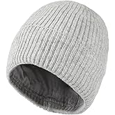 Merino Wool Hat, Winter Warm Hat for Men Women, Soft Skin-Friendly Foldable Ribbed Cuff Hat for Cold Weather, Skiing, Hiking, Commuting, Outdoor Headwear Grey