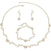 Oriamour Bridal Jewelry Set Women Jewelry Set Rhinestone Crystal Bride Statement Choker Necklace Earrings Necklace For Brides Bridesmaid