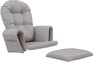 5Ps Removable Rocking Chair Cushion Set - Suede Rocking Chair Replacement Cushions, Light Gray and White, Suitable for Rockin