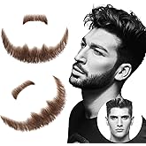 Fake Beard, Invisible Soft Lace Fake Mustache, Thick Stylish Full Face Realistic Beard, Human Hair Stick On Mustache for Adults, Handmade Beard Costume Facial Hair for Halloween/Party/Cosplay