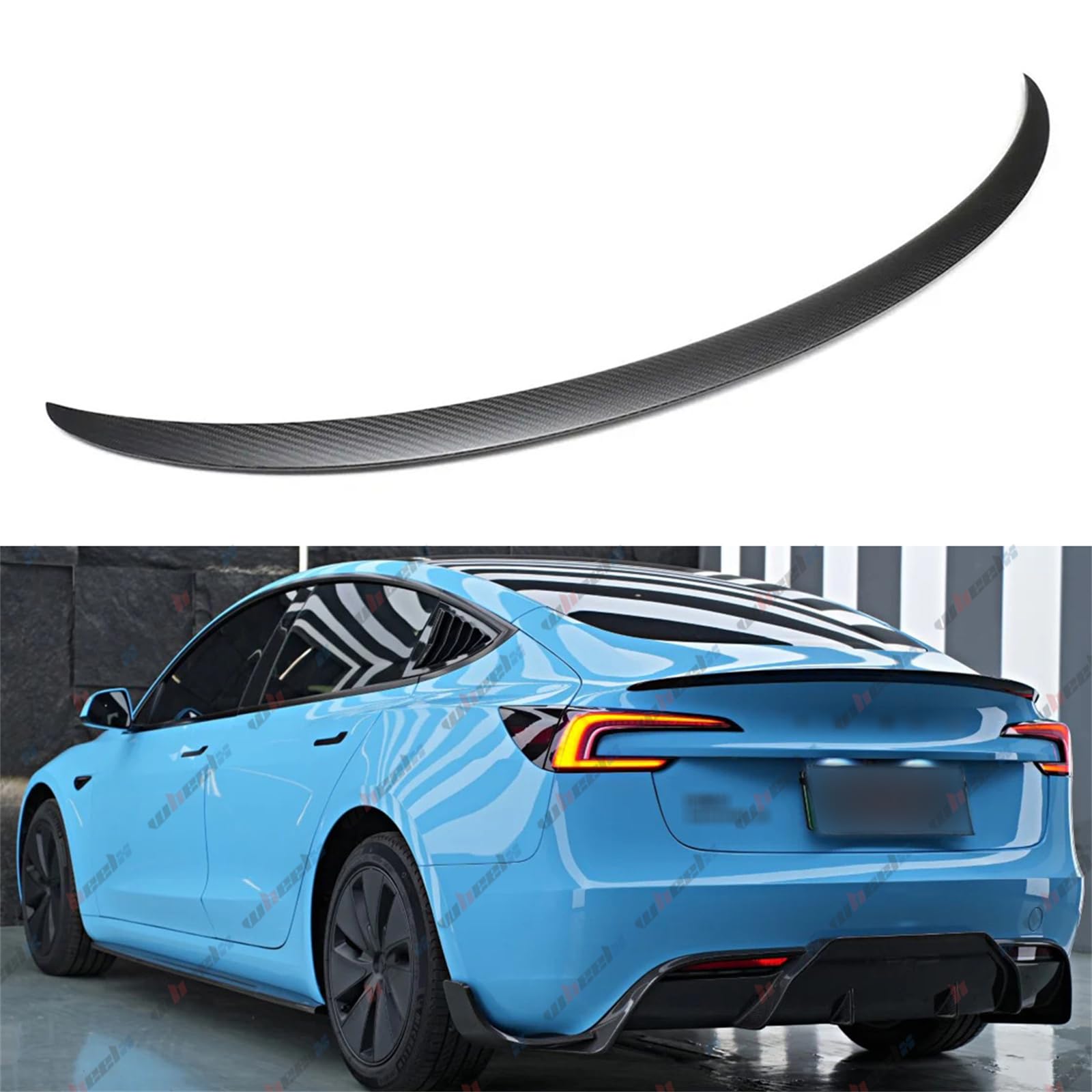 WheelX Rear Spoiler Compatible with 2024-2025 Tesla Model 3 Highland, P Style Duckbill Trunk Exterio
