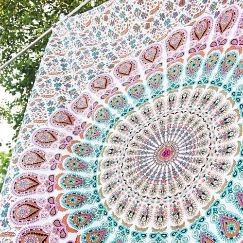Hippie Tapestry, Hippy Mandala Bohemian Tapestries, Indian Dorm Decor, Psychedelic Tapestry Wall Hanging Ethnic Decorative (Multi Color)