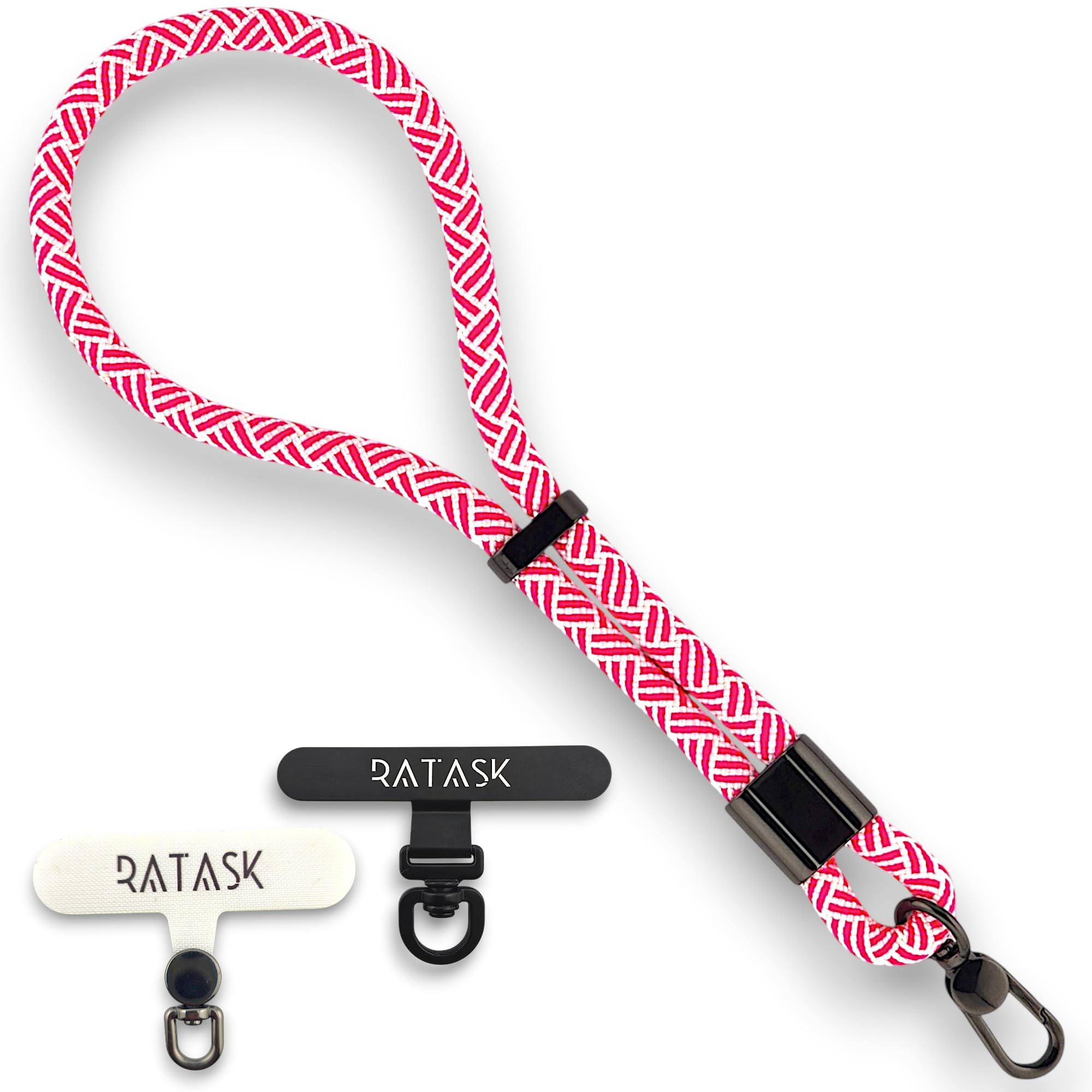 RATASK Adjustable Wrist Strap Lanyard, Rope Lanyard Wrist Strap for Mobile Phones, Cameras, Keyring,Phone Accessory Pendant, (Patterned Pink)